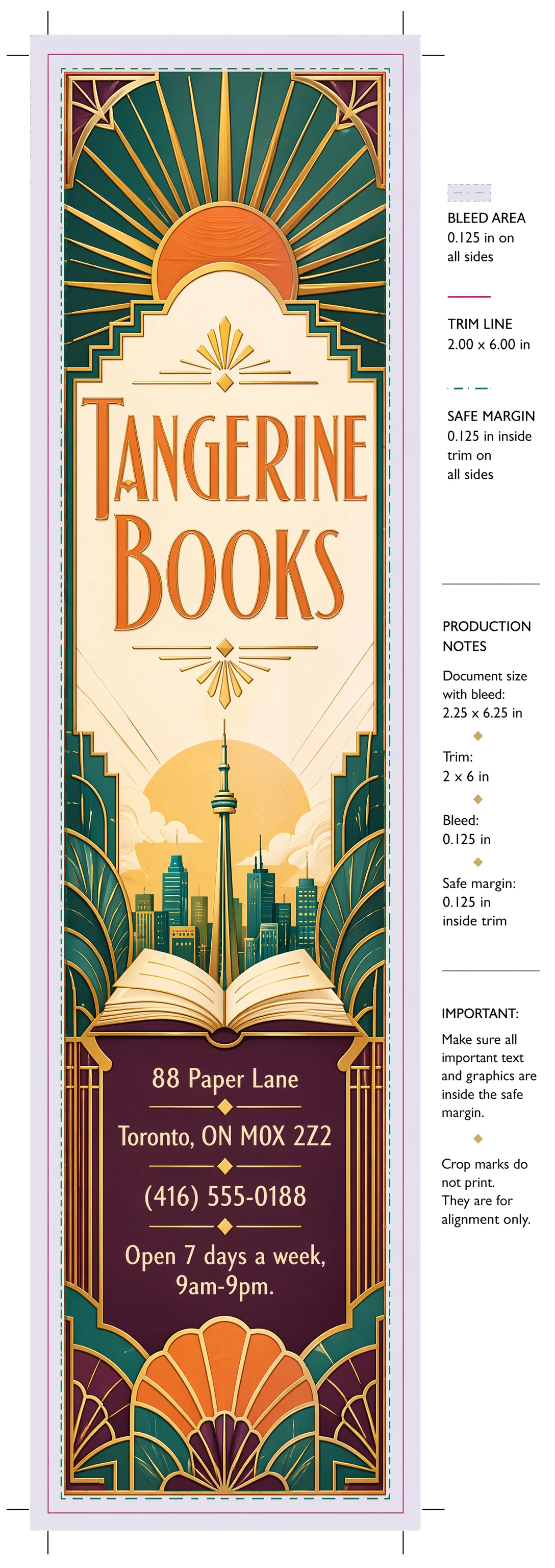 Official OpenAI example of a print-ready bookmark design