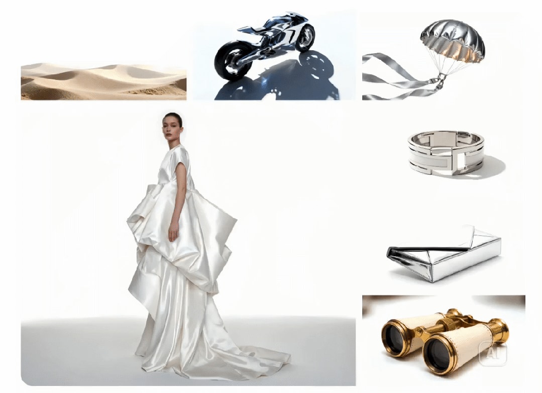 Official ByteDance Seedream 4.5 example combining multiple visual references into one fashion composition