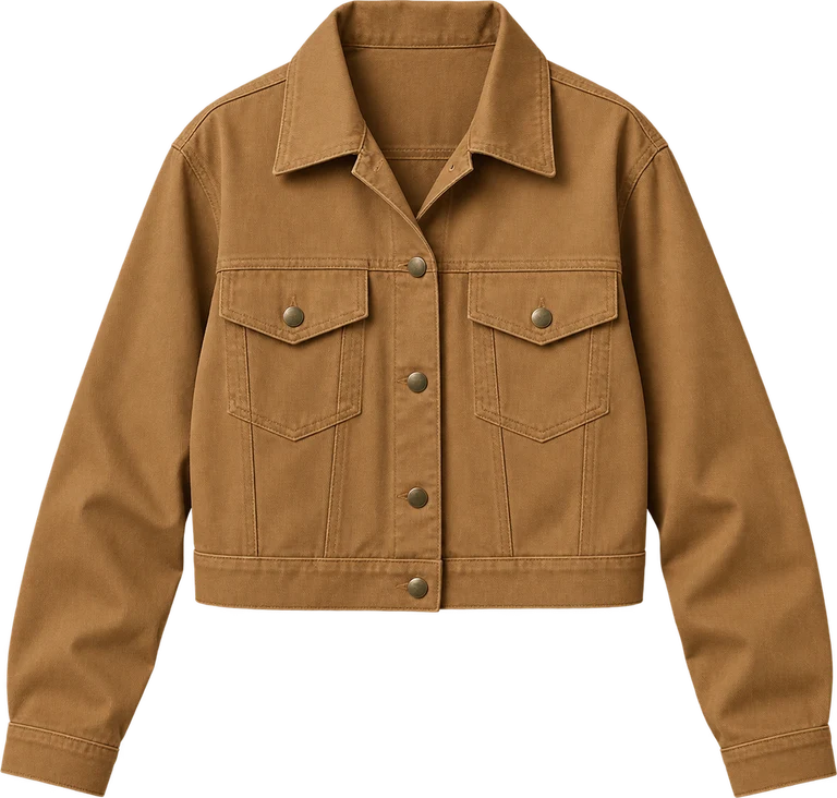 Camel cropped jacket isolated from its original background for a digital closet